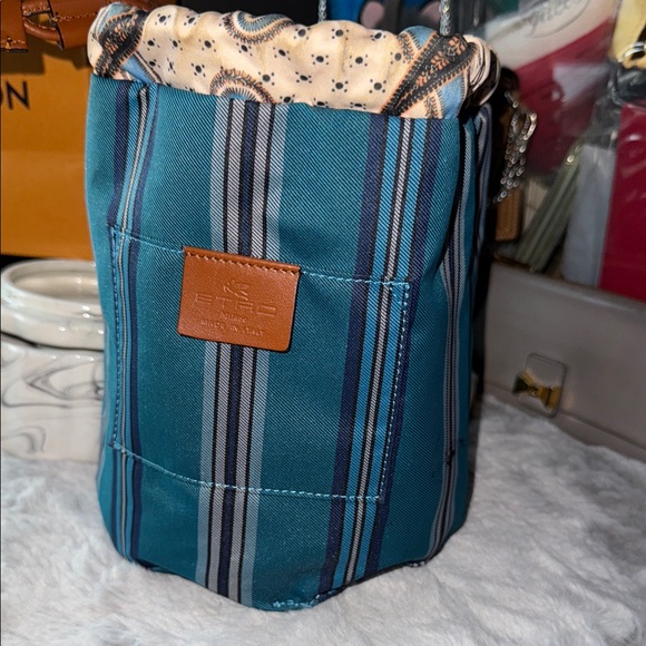 ETRO Milano Paisley Drawstring Clutch with Brown Leather Accents - Picture 9 of 16